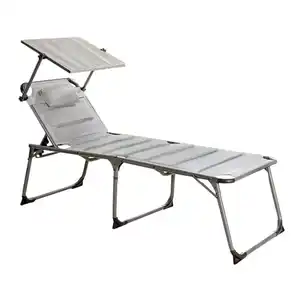 Komfort-Sonnenliege inkl. Kissen gepolstert aus Aluminium, ca. 193 x 67 x 32 cm - Grau