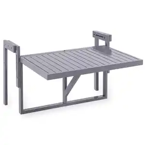 Klappbarer Balkon-Hängetisch aus FSC Akazienholz, ca. 64 x 76 x 51 cm – Hellgrau