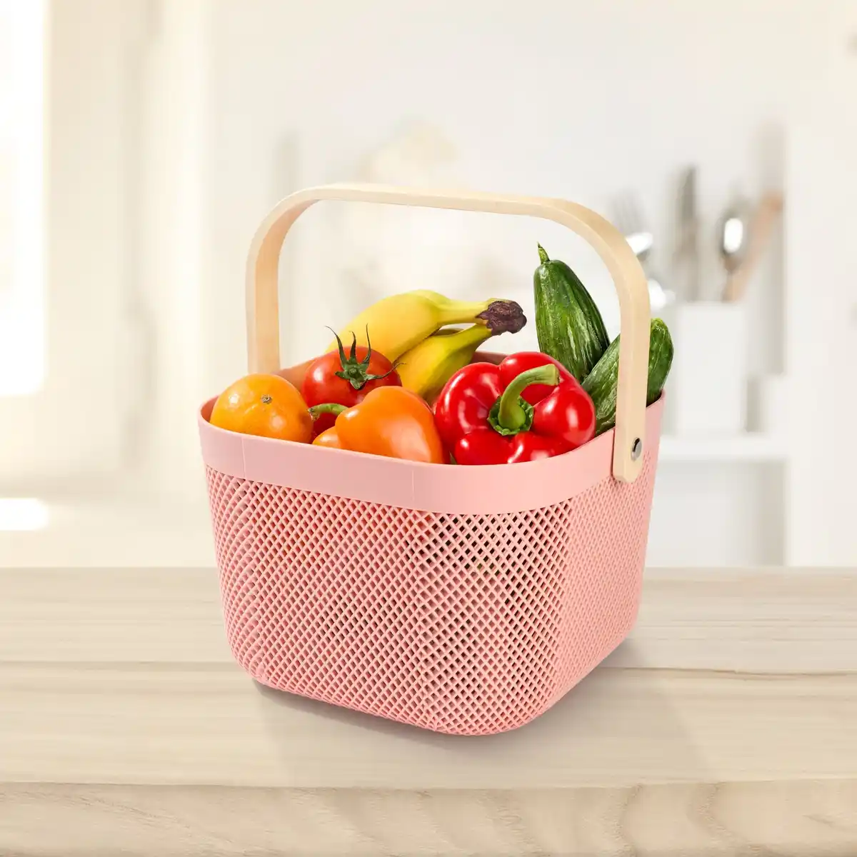 Bild 1 von Aufbewahrungskorb mit Bambusgriff, ca. 24x25,5x17,5 cm