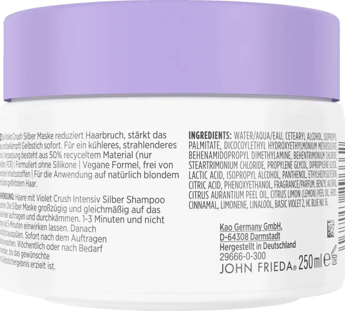 Bild 2 von JOHN FRIEDA John Frieda Violet Crush Silber Maske 250ml, 250 ml