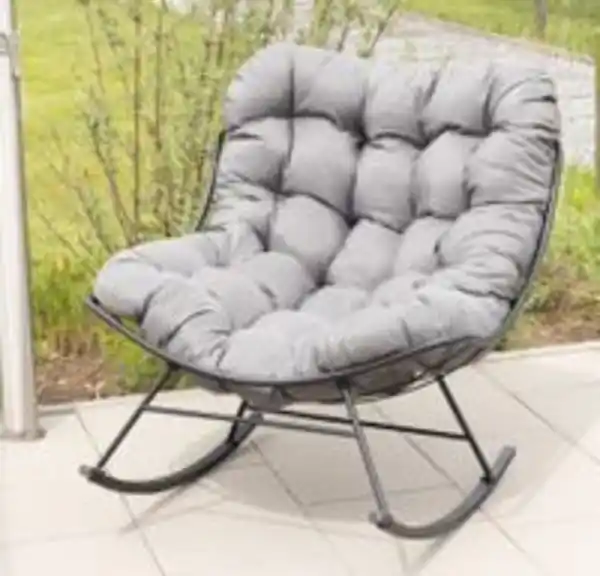 Bild 2 von Schaukelstuhl aus Stahl mit Kissen, ca. 100 x 95 x 84 cm – Anthrazit