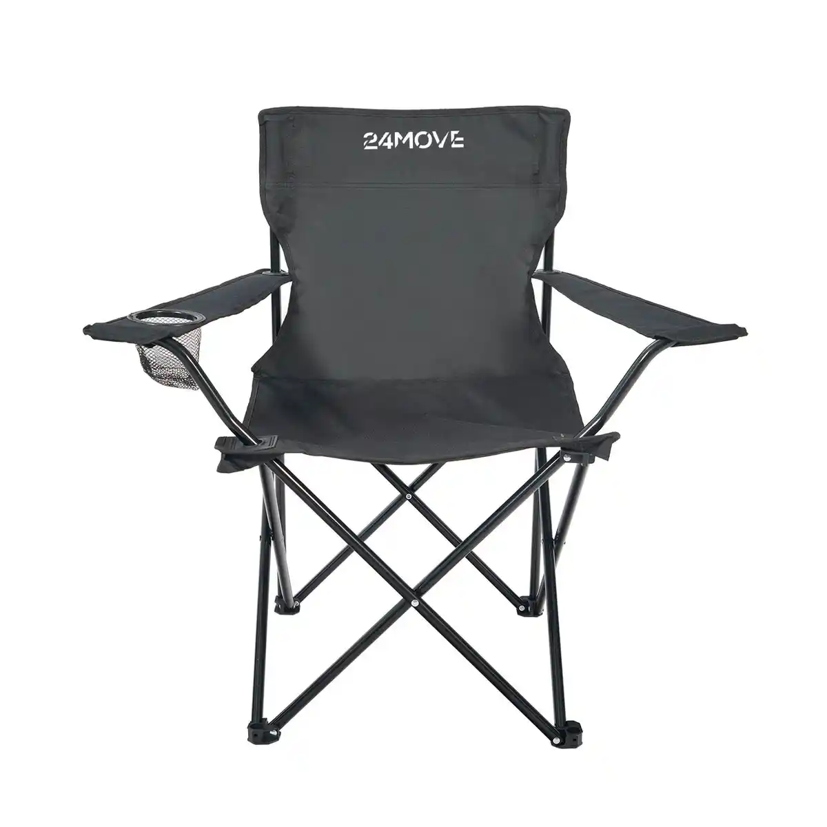 Bild 1 von Campingstuhl Faltstuhl, schwarz, Getränkehalter Tragetasche Outdoor, faltbar max. 100kg