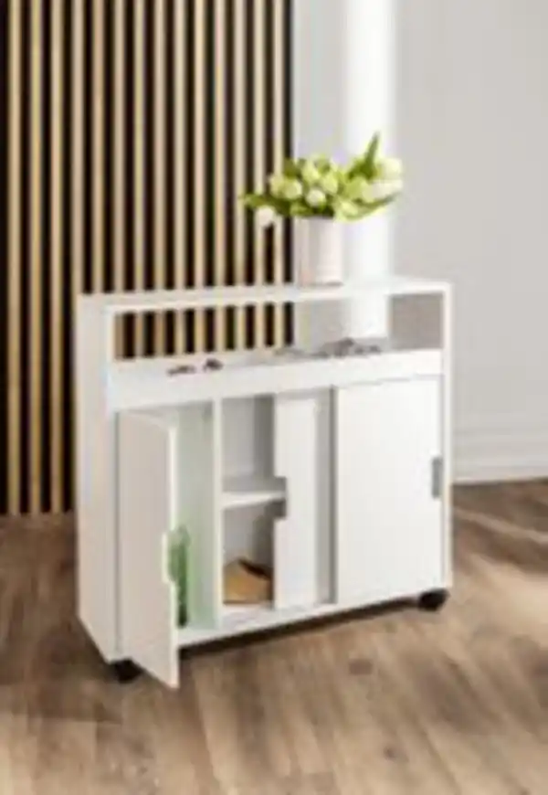 Bild 3 von Rollschrank mit Schubladen und Ablage, ca. 70 x 20 x 71 cm - Weiß