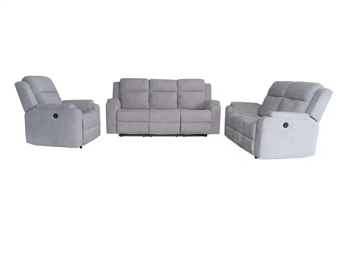 Bild 1 von 3tlg. Relaxsofa-Set aus Chenille - Hellgrau