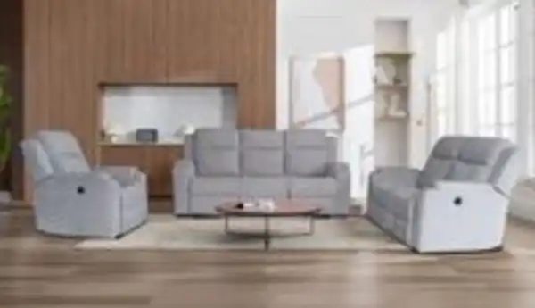 Bild 2 von 3tlg. Relaxsofa-Set aus Chenille - Hellgrau