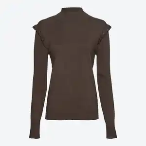 Damen-Pullover mit Rüschen an den Schultern