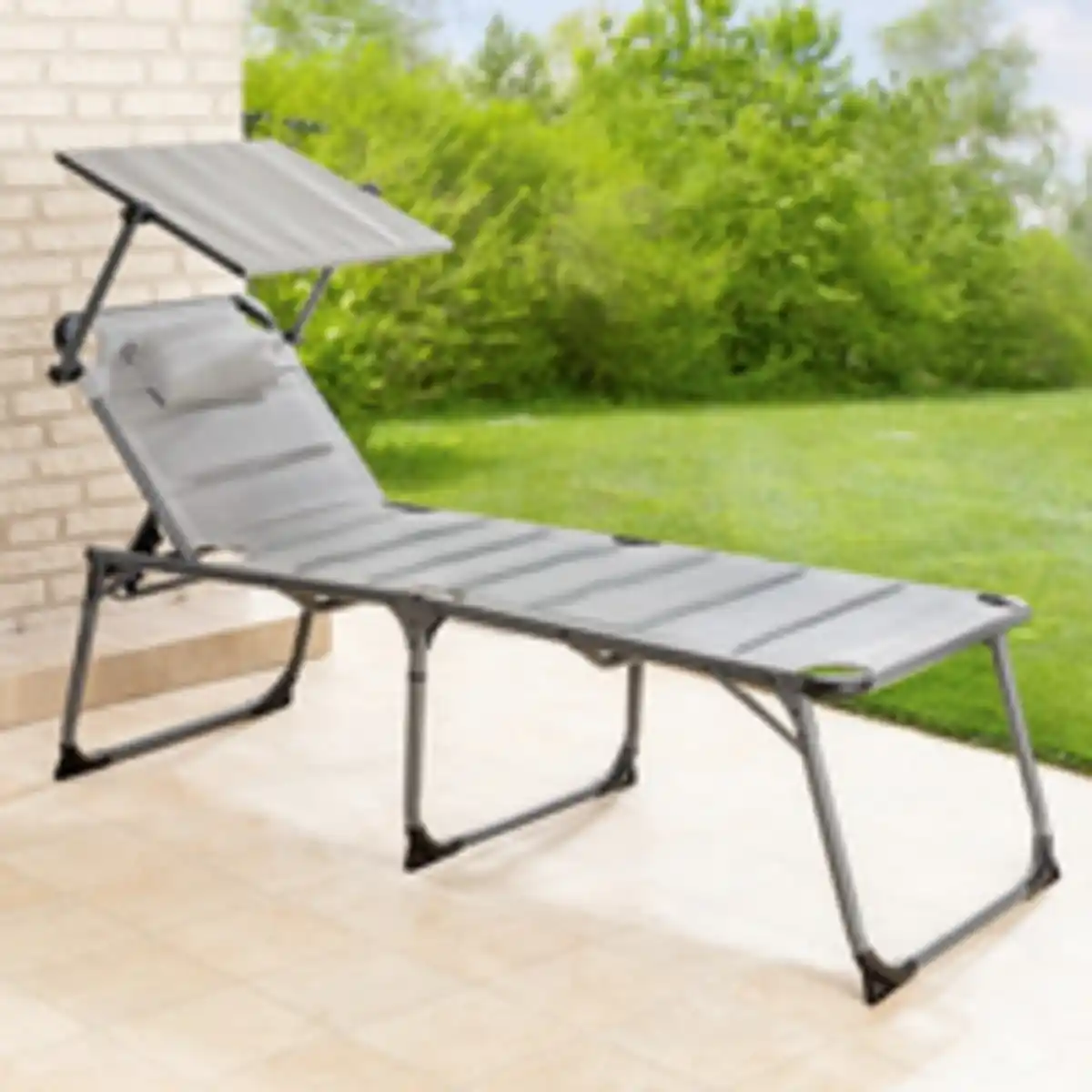 Bild 2 von Komfort-Sonnenliege inkl. Kissen gepolstert aus Aluminium, ca. 193 x 67 x 32 cm - Grau