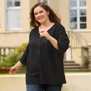Damen-Langarmshirt mit Knopfleiste, große Größen