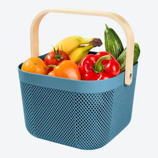 Bild 2 von Aufbewahrungskorb mit Bambusgriff, ca. 24x25,5x17,5 cm