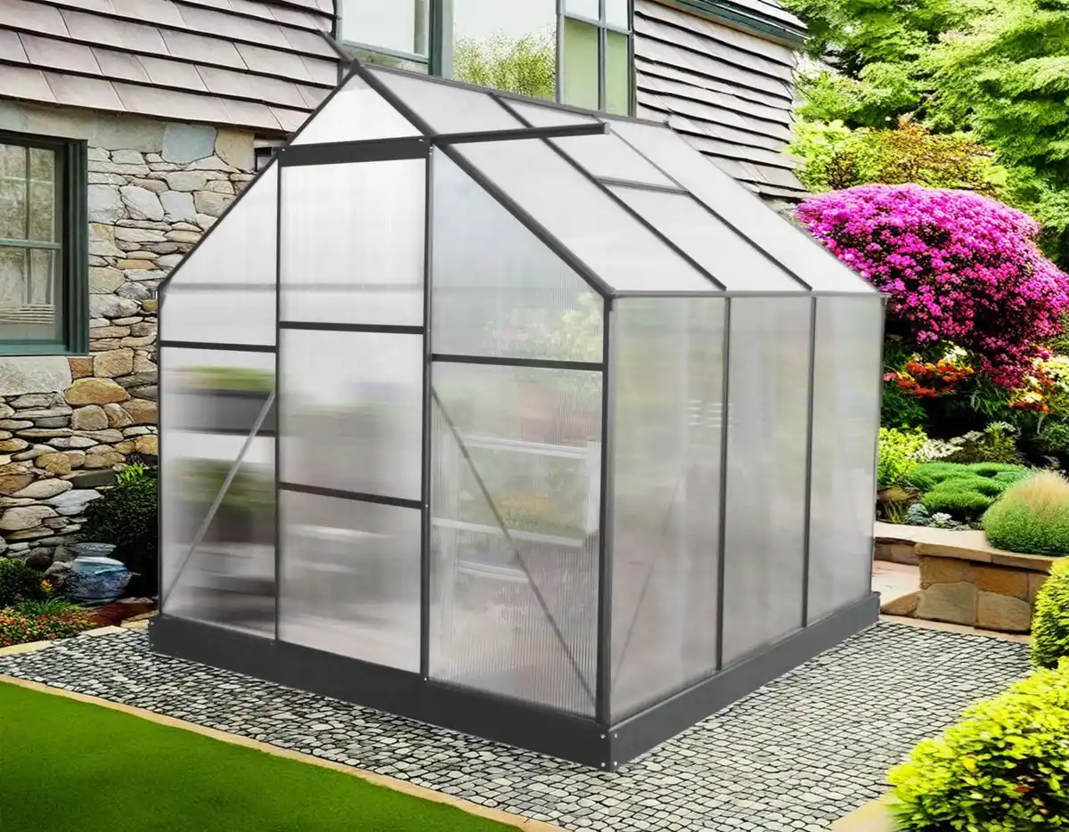 Bild 3 von Aluminium Gewächshaus mit Dachfenster "Hanoi" , ca. 190 x 190 x 207 cm - Silber