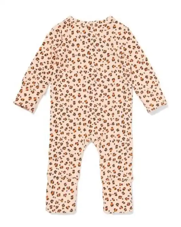 Bild 2 von Newborn-Strampler zum Mitwachsen, LENZING™ ECOVERO™-Viskose, gerippt, Tiere lachsfarben