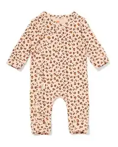 Newborn-Strampler zum Mitwachsen, LENZING™ ECOVERO™-Viskose, gerippt, Tiere lachsfarben