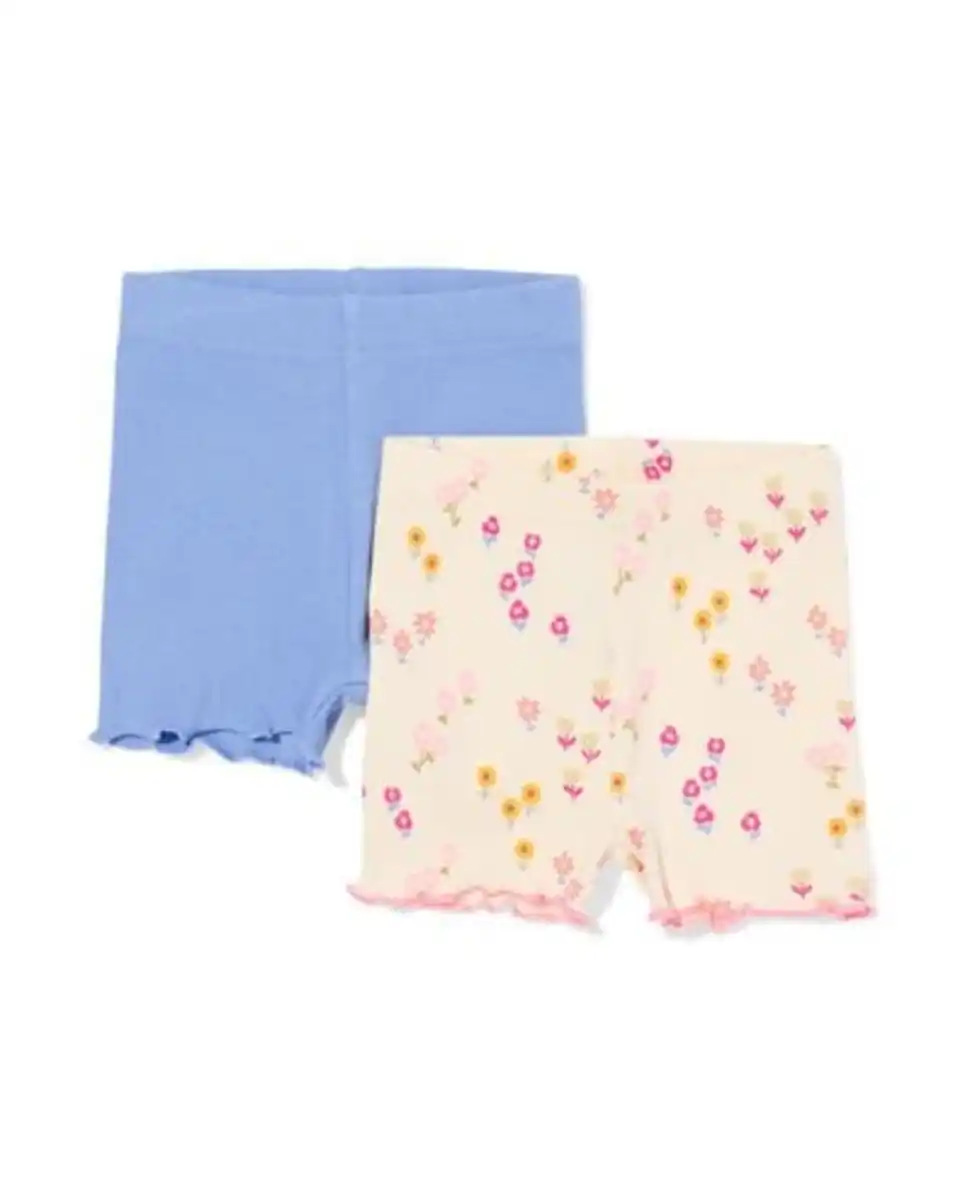 Bild 1 von Baby-Leggings mit Rippenstruktur, Blumen – 2 Stück blau