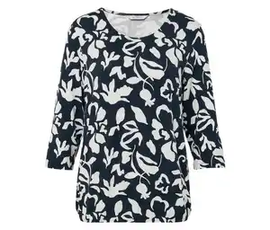 Bedrucktes Blusenshirt, dunkelblau-weißer Alloverprint