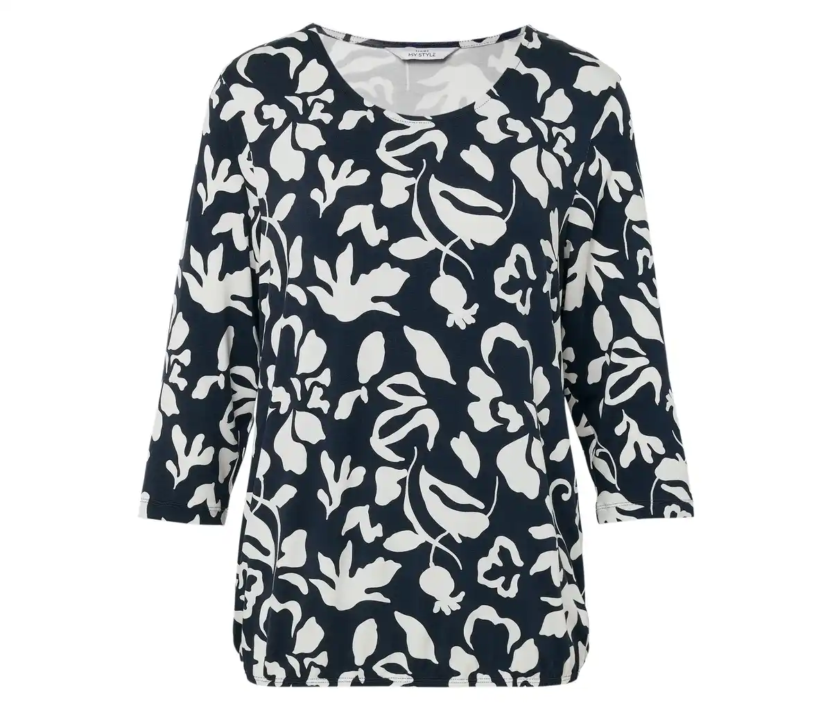 Bild 1 von Bedrucktes Blusenshirt, dunkelblau-weißer Alloverprint