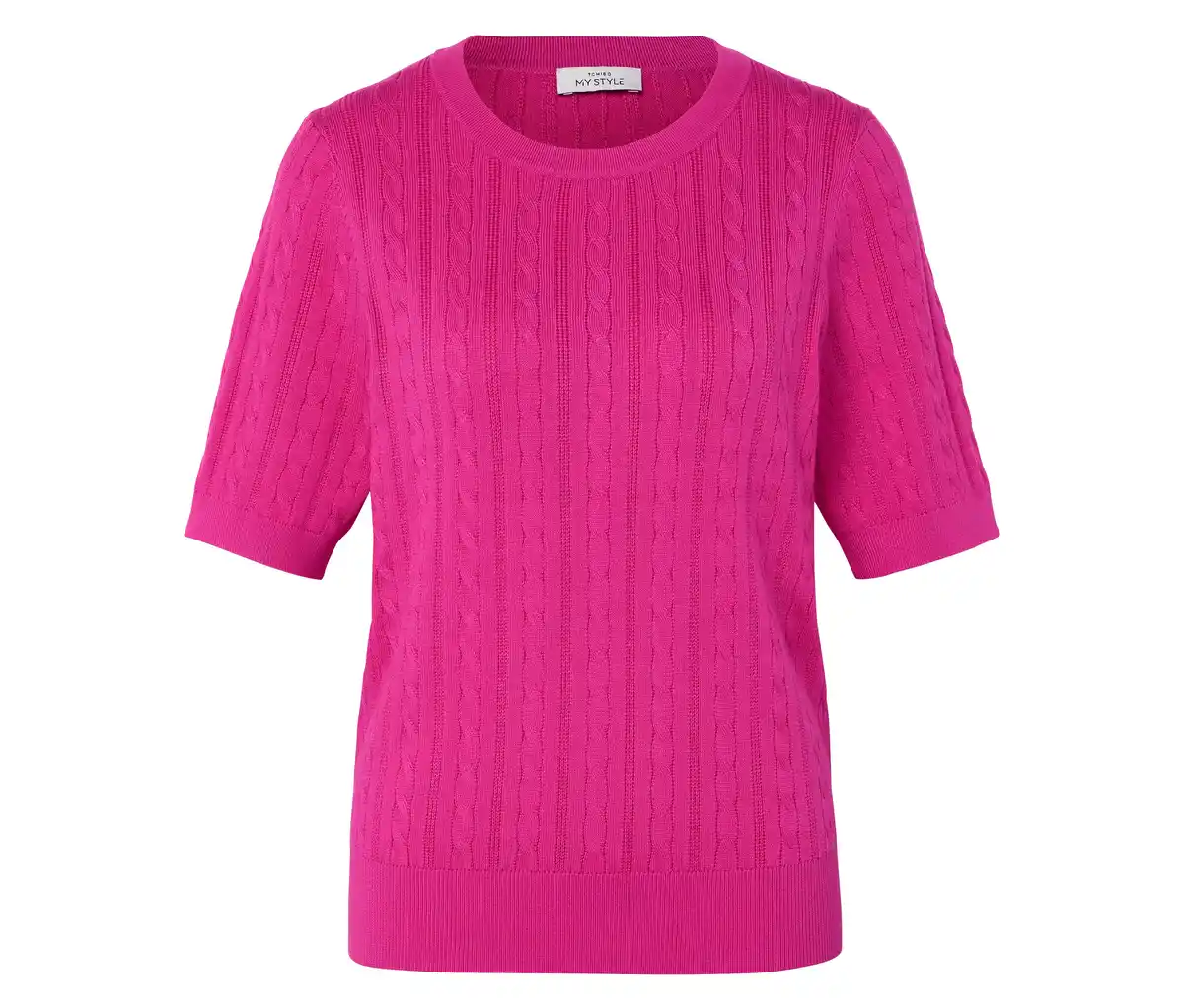 Bild 1 von Feinstrickpullover mit Zopfmuster, pink