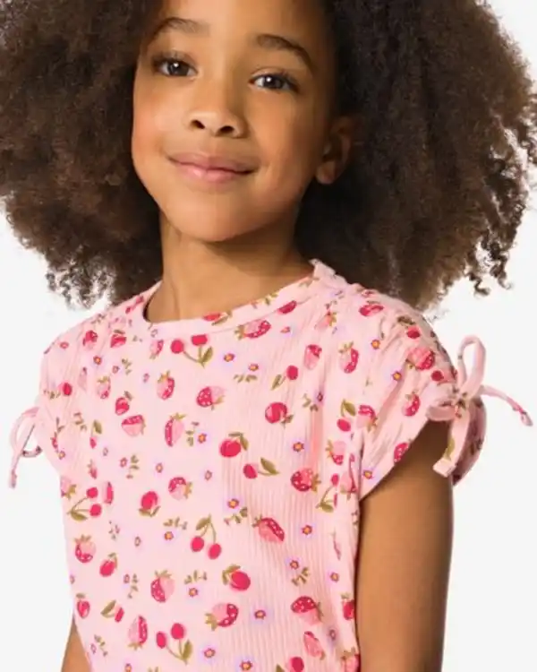 Bild 4 von Kinder-T-Shirt, gerippt, Erdbeere rosa