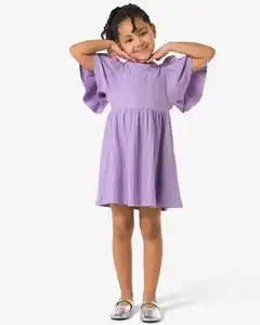 Kinderkleid in A-Linie, gerippt violett