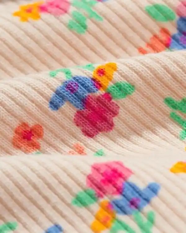 Bild 4 von Newborn-Wickel-T-Shirt, gerippt, Blumen sandfarben