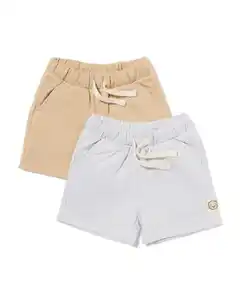 Baby-Shorts, Comfort Fit, Sweatstoff, gestreift – 2 Stück blau