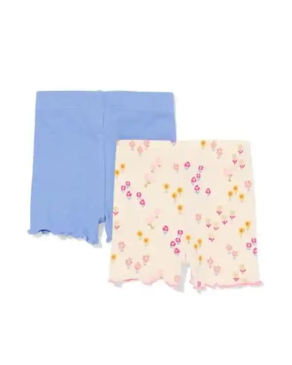 Bild 2 von Baby-Leggings mit Rippenstruktur, Blumen – 2 Stück blau