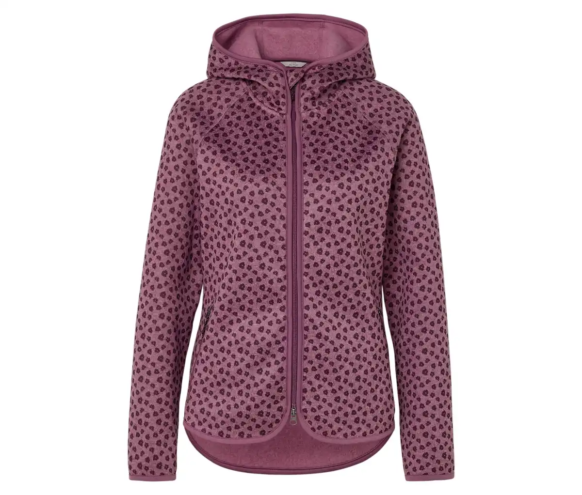 Bild 1 von Strickfleecejacke mit Kapuze, Alloverprint