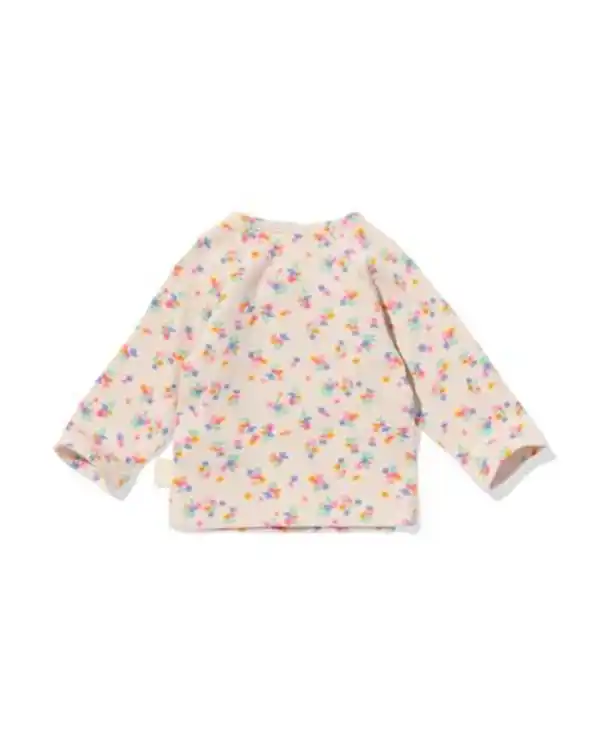 Bild 2 von Newborn-Wickel-T-Shirt, gerippt, Blumen sandfarben