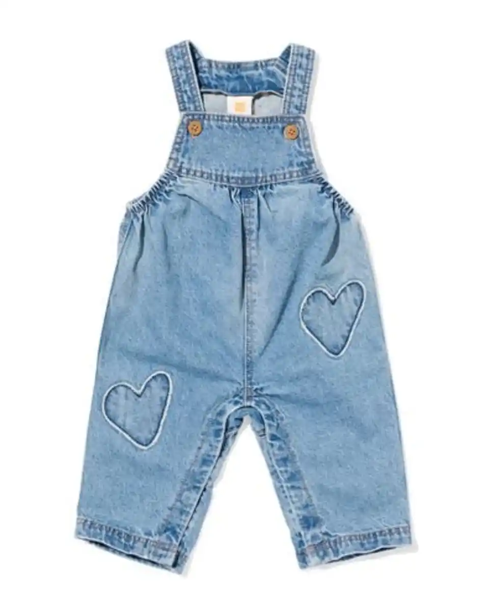 Bild 1 von Baby-Latzhose aus Denim mit Herzen jeansfarben