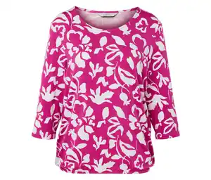 Bedrucktes Blusenshirt, pink-weißer Alloverprint
