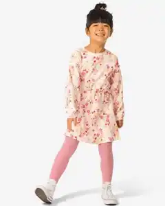 Kinderkleid gerippt mit Blumen ecru