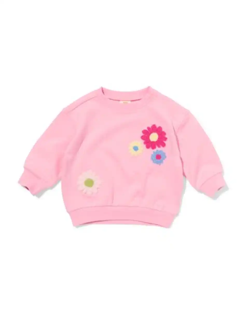 Bild 1 von Babypullover aus Sweatstoff mit Blumen rosa