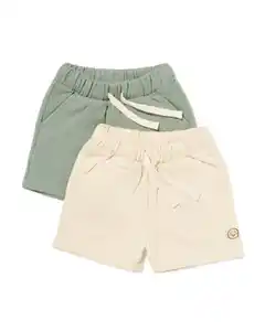 Baby-Shorts, Comfort Fit, Sweatstoff, gestreift – 2 Stück grün