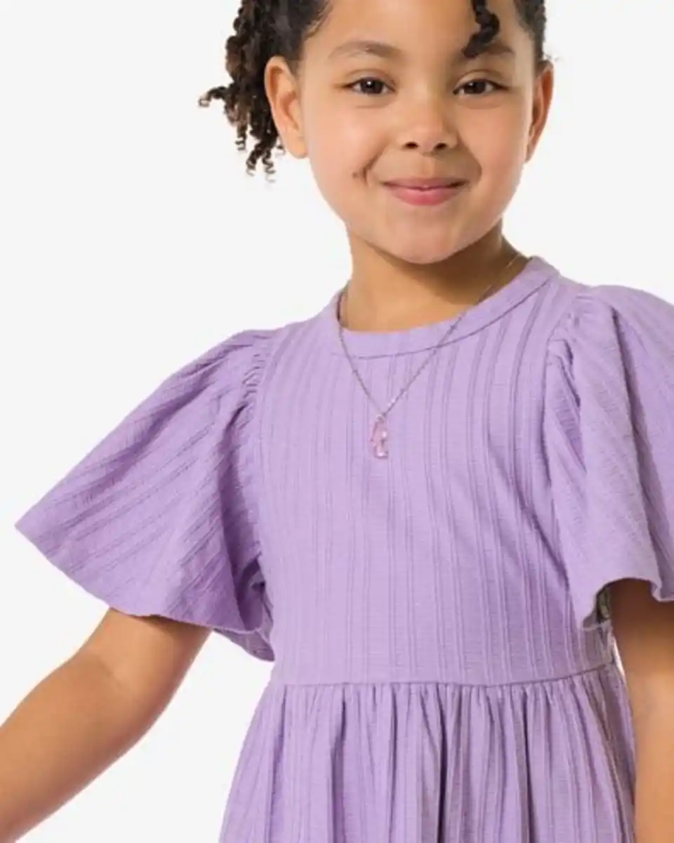 Bild 4 von Kinderkleid in A-Linie, gerippt violett