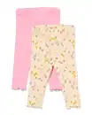 Bild 2 von Baby-Leggings mit Rippenstruktur, Blumen – 2 Stück rosa