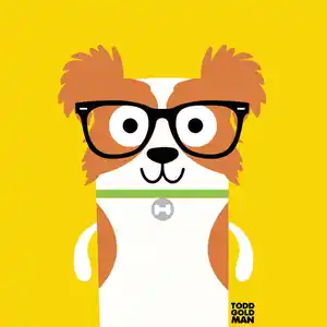 Monee Kunstdruck Bow Wow Bichon Frise, Braun, Gelb, Papier, quadratisch, 30x30 cm, Bilder und Zubehör, Wandbilder, Kunstdrucke