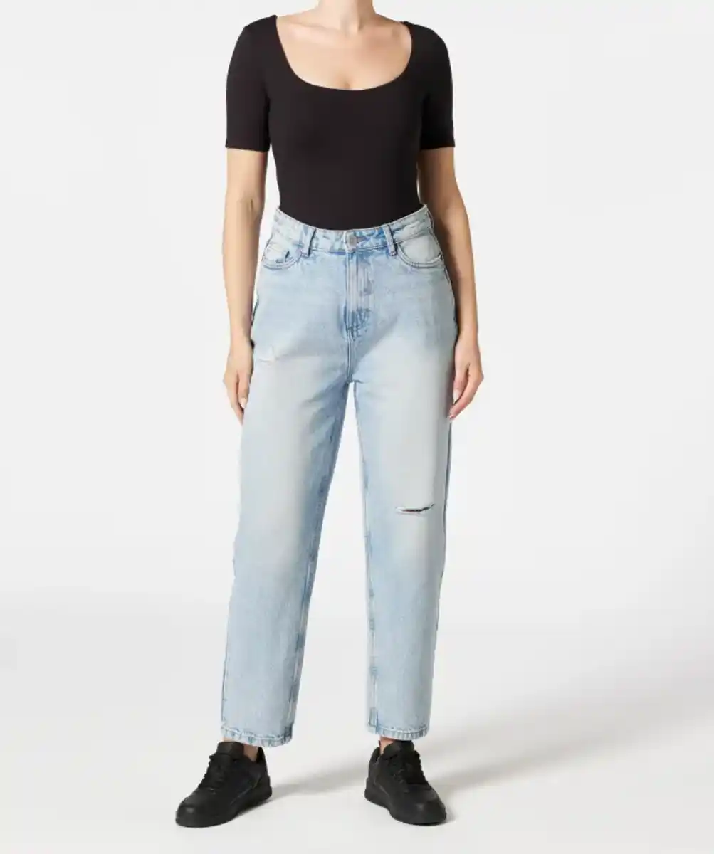 Bild 1 von Mom-Jeans mit Destroyed-Effekten, jeansblau hell