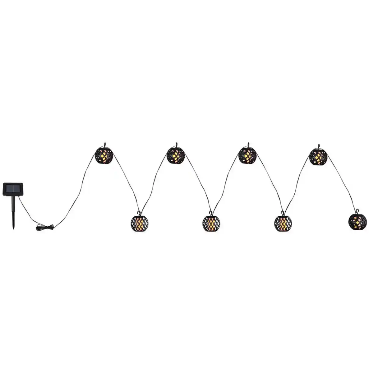 Bild 1 von Globo Solarleuchte, Schwarz, Weiß, Kunststoff, 7x7x410 cm, mit Schalter, Flackerfunktion, Lampen & Leuchten, Außenbeleuchtung, Solarleuchten