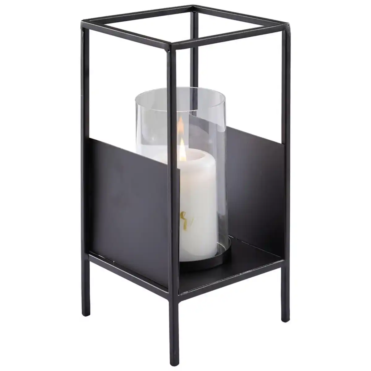 Bild 1 von Ambia Home Windlicht, Klar, Schwarz, Metall, Glas, 13x25.5x13 cm, Glaseinsatz, Dekoration, Windlichter & Laternen, Windlichter