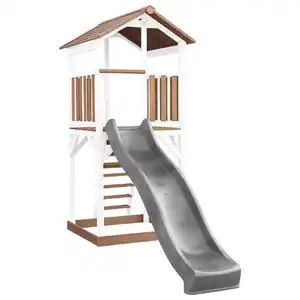 Ambia Garden Spielturm, Braun, Grau, Weiß, Holz, Kunststoff, 111.2x241.9x349 cm, EN 71, CE, FSC 100%, Outdoor Spielzeug, Spieltürme