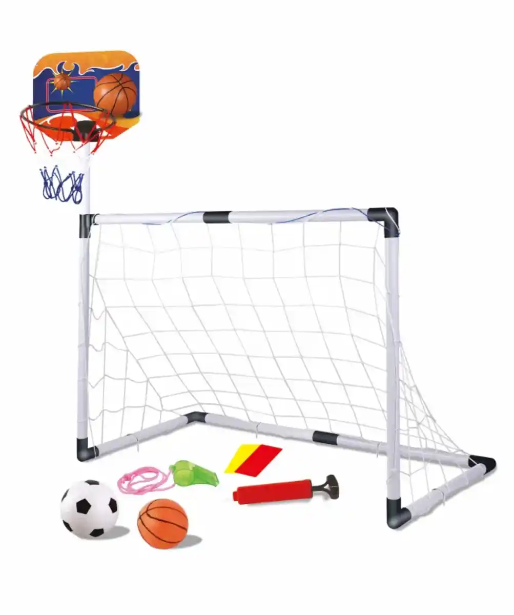 Bild 1 von 2-in-1-Set Fußballtor mit Basketballkorb, bunt