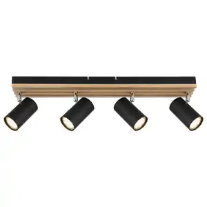 Novel Strahler, Schwarz, Pinien, Holz, Metall, Pinie, Hartholz, Uni,Uni, länglich,länglich, 8x12.5x56 cm, Lampen & Leuchten, Innenbeleuchtung, Spots & Strahler, Deckenspots