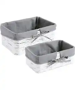 Aufbewahrungskörbe aus Papier, weiß/grau