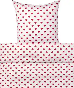 Polycotton-Bettwäsche in Komfortgröße, rot bedruckt
