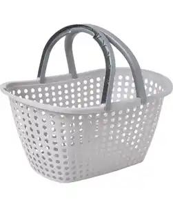 Einkaufskorb mit Tragegriffen, hellgrau