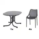 Bild 1 von Siena Garden Gartengarnitur Urban Lights, Anthrazit, Grau, Metall, Kunststoff, 5-teilig, 90x81x138 cm, Tisch klappbar, wetterbeständig, Stühle stapelbar, Gartenmöbel, Gartenmöbel-Sets
