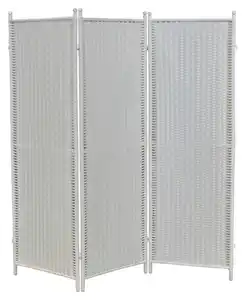 Paravent mit 3 Flügel ca. 138x183 cm Weiß, Weiß