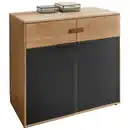 Bild 1 von Linea Natura Kommode, Anthrazit, Eiche Bianco, Metall, Eiche, teilmassiv, 2 Fächer, 1 Schublade(n) Schubladen, 100x89x44 cm, Beimöbel erhältlich, stehend, Wohnzimmer, Kommoden & Sideboards, Kommod