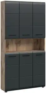 Hochschrank Ice Schwarz/Eiche dunkel, Schwarz, Eiche dunkel