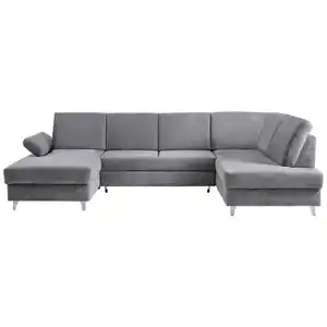 Cantus Wohnlandschaft, Hellgrau, Textil, 5-Sitzer, U-Form, 322x186 cm, seitenverkehrt erhältlich, Schlafen auf Sitzhöhe, Rücken echt, Wohnzimmer, Sofas & Couches, Wohnlandschaften, Wohnlandschafte