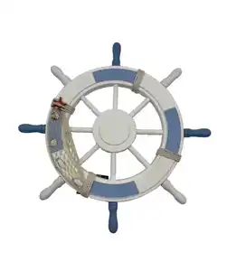 Maritimes Deko-Steuerrad, weiß/blau